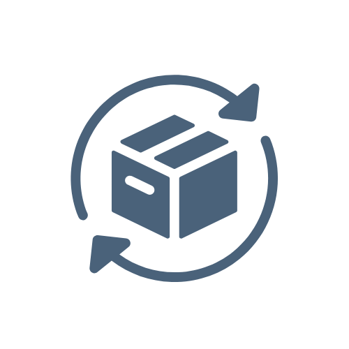 Icon of a box with arrows circling it on a white background